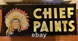 2 Matching Vintage Chief Paints Metal Signs Doublesided 1950s Advertising Pair