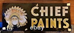 2 Matching Vintage Chief Paints Metal Signs Doublesided 1950s Advertising Pair