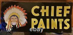 2 Matching Vintage Chief Paints Metal Signs Doublesided 1950s Advertising Pair