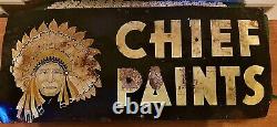 2 Matching Vintage Chief Paints Metal Signs Doublesided 1950s Advertising Pair