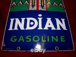 40's Vintage Porcelain Indian Gasoline Sm Pump Plate In Superb Shape, Rare