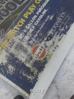 5'. 6 X 4' VINTAGE Plastic Foxwoods GULF ADVERTISING SIGN ROUGH SHAPE