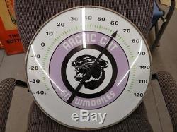 60s VINTAGE ARCTIC CAT SNOWMOBILES DEALER 18 THERMOMETER/SIGN WithCONVEX GLASS