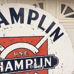 6 FOOT SIGN GAS OIL RARE 1950s VINTAGE ORIGINAL CHAMPLIN PORCELAIN 2 SIDED OLD