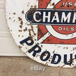 6 FOOT SIGN GAS OIL RARE 1950s VINTAGE ORIGINAL CHAMPLIN PORCELAIN 2 SIDED OLD