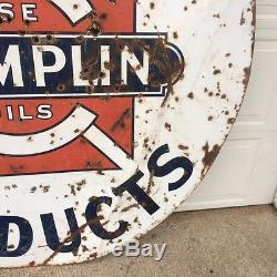 6 FOOT SIGN GAS OIL RARE 1950s VINTAGE ORIGINAL CHAMPLIN PORCELAIN 2 SIDED OLD