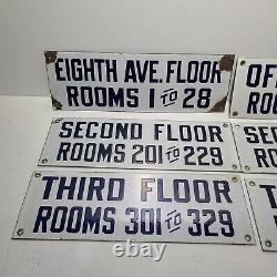 6 Vintage Hotel EIGHTH 8th AVE. NEW YORK CITY OFFICE Porcelain ROOM Signs