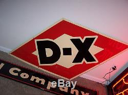 7 FOOT D-X VTG PORCELAIN MOTOR OIL GAS DX SUNRAY service station sign garage