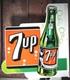 7-up Double Sided Withbracket Porcelain Collectible, Rustic, Advertising