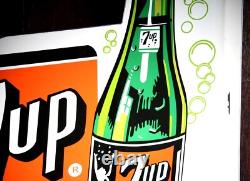 7-UP DOUBLE SIDED WithBRACKET PORCELAIN COLLECTIBLE, RUSTIC, ADVERTISING