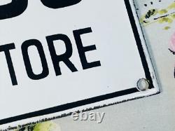 8 x 4 Vintage No Dogs Allowed In Store Porcelain Metal Enamel Store Sign