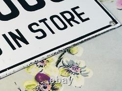 8 x 4 Vintage No Dogs Allowed In Store Porcelain Metal Enamel Store Sign