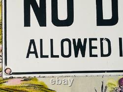 8 x 4 Vintage No Dogs Allowed In Store Porcelain Metal Enamel Store Sign