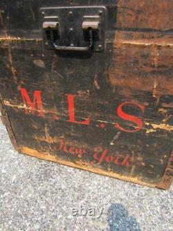 ANTIQUE circa 1890s signed LOUIS VUITTON STEAMER TRUNK with TRAYS