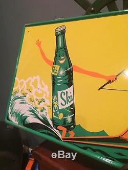 AUTHENTIC Rare Original VINTAGE Metal DRINK SKI SODA SIGN 1960s Advertising