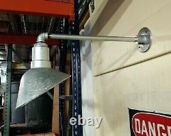 Angled Galvanized Shade Sign Light Fixture VTG Barn Style Gas Station Wall Mount