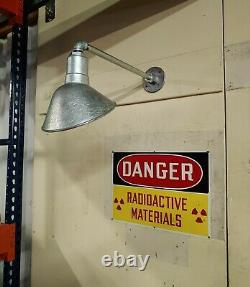 Angled Galvanized Shade Sign Light Fixture VTG Barn Style Gas Station Wall Mount