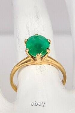 Antique 1920s Signed ROMANY $5000 3ct Colombian Emerald 10k Yellow Gold Ring
