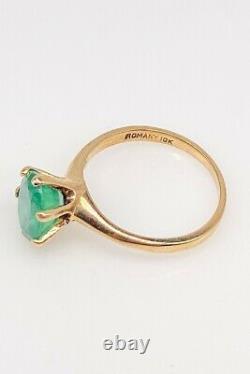 Antique 1920s Signed ROMANY $5000 3ct Colombian Emerald 10k Yellow Gold Ring