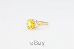Antique 1930s Signed WB $4000 2ct Natural Yellow Sapphire Pearl 14k Gold Ring