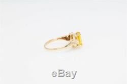 Antique 1930s Signed WB $4000 2ct Natural Yellow Sapphire Pearl 14k Gold Ring