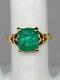 Antique 1940s $4000 Signed Crosby 4ct Colombian Emerald 10k Yellow Gold Ring