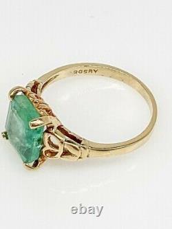 Antique 1940s $4000 Signed CROSBY 4ct Colombian Emerald 10k Yellow Gold Ring