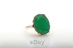 Antique 1940s $8000 10ct Colombian Emerald 10k Yellow Gold Ring SIGNED B & F