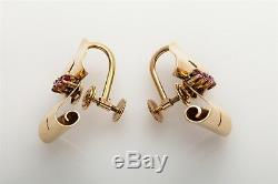 Antique 1940s RETRO Signed Cartier Natural RUBY Screwback Earrings RARE LARGE