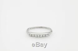 Antique 1940s Signed. 25ct VS G 7 Diamond Platinum Wedding Band Ring