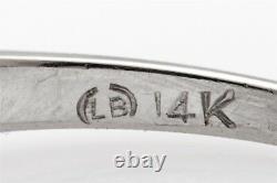 Antique 1940s Signed LB 1.25ct Old Euro Diamond 14k White Gold Wedding Band Ring