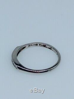Antique 1940s Signed W 1940s. 20ct VS G Diamond Platinum Wedding Band Ring