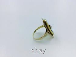 Antique Art Nouveau 10k White/Yellow Gold Chrysoprase Ring Signed Sz 3.5