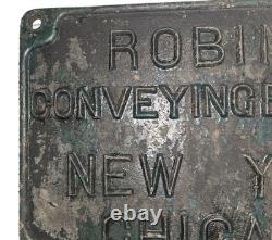 Antique Cast Iron C. 1900 ROBINS CONVEYING BELT Co Sign NY Chicago Mining LRG 22