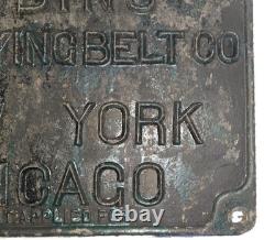 Antique Cast Iron C. 1900 ROBINS CONVEYING BELT Co Sign NY Chicago Mining LRG 22