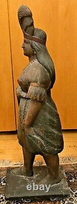 Antique Circa 1895 Samuel Robb Cigar Store Indian Princess Trade Sign Statue