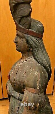 Antique Circa 1895 Samuel Robb Cigar Store Indian Princess Trade Sign Statue