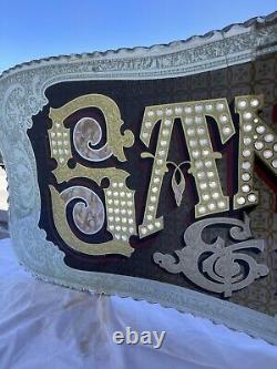 Antique Glass Sign Glue Chipped Gold Silver Leaf Ad Advertising Classic Vintage