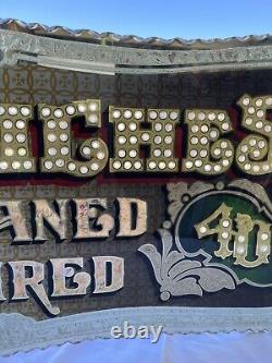 Antique Glass Sign Glue Chipped Gold Silver Leaf Ad Advertising Classic Vintage