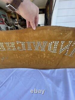 Antique Glass Sign Glue Chipped Gold Silver Leaf Ad Advertising Classic Vintage