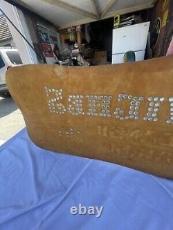 Antique Glass Sign Glue Chipped Gold Silver Leaf Ad Advertising Classic Vintage