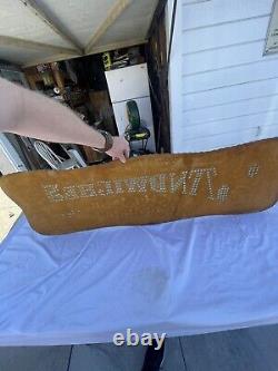 Antique Glass Sign Glue Chipped Gold Silver Leaf Ad Advertising Classic Vintage