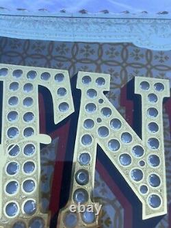Antique Glass Sign Glue Chipped Gold Silver Leaf Ad Advertising Classic Vintage