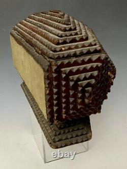 Antique Primitive Wooden Hobo Cigar Tramp Folk Art Trinket Box, 10-1/2L, c. 1920