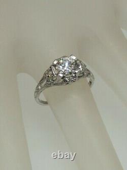Antique Signed 1920s $10,000 1.50ct Old Euro Diamond Platinum Filigree Ring RARE