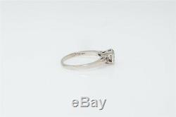 Antique Signed 1940s. 50ct Emerald Cut VS D Diamond 14k White Gold Wedding Ring