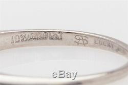 Antique Signed LUCKY SA. 33ct Baguette Round VS G Diamond Platinum Band Ring