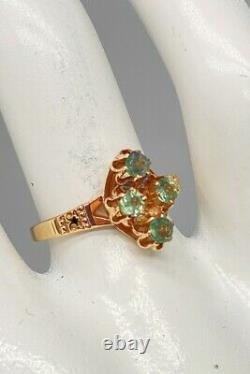 Antique Signed WWW 1900s 50ct Natural Alexandrite 14k Yellow Gold 4 STONE Ring