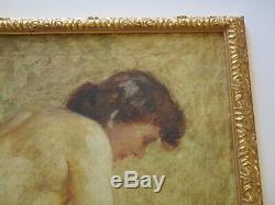 Antique Vintage Impressionist Painting Portrait Female Woman Nude Signed Ronyak