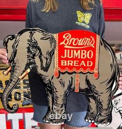 Antique Vintage Old Style Sign Elephant Brown Bread 24x20 NOT Porcelain Made USA